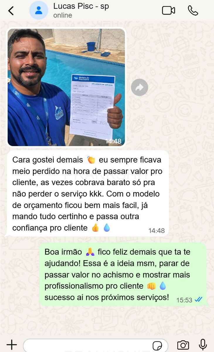 Maleta do Piscineiro sendo usada